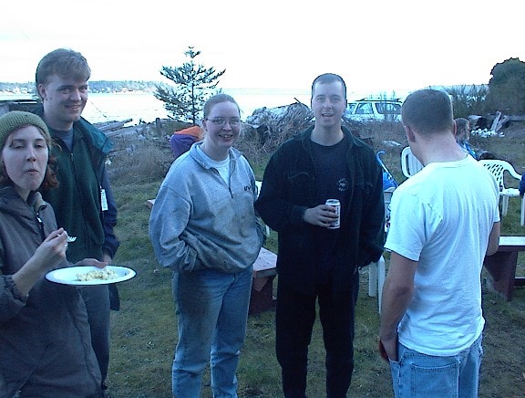 Family gathering after the boathouse work