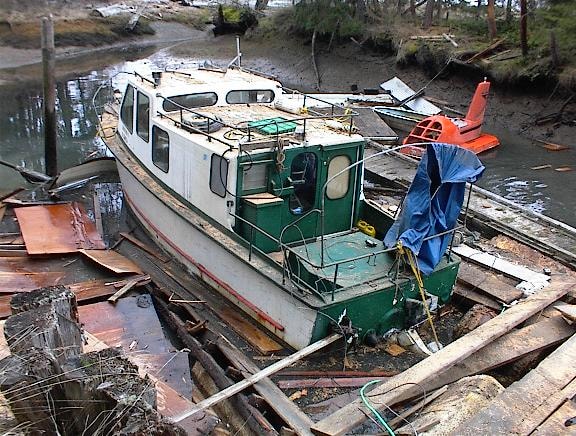 Remains of the boathouse now in the water