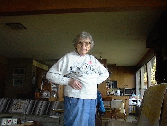 Mom watches from the house
